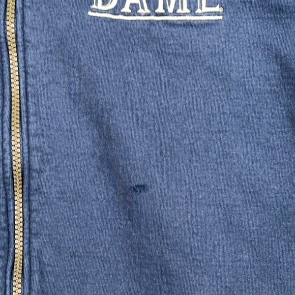 Vintage Notre Dame Sweater Adult MEDIUM Blue Hoodie Zip USA Campus Bookstore 90s - Picture 5 of 11